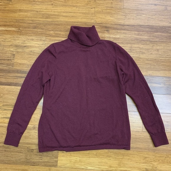 Charter Club Merino Wool Turtleneck Sweater Womens XL Petite Burgundy Long Sleev - Picture 1 of 5